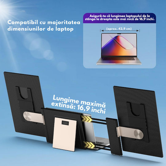 Monitor Portabil Extensibil Laptop Qova 16 Inch Extensie Ecran Dual Ips 1920x1200 Srgb 120% Ecran Mare 16:10 Compatibil Laptopuri 11.6"-17.3" Pliabil Compatibil Ios Android Windows Mac Usb-c Hdmi Port Plug Play