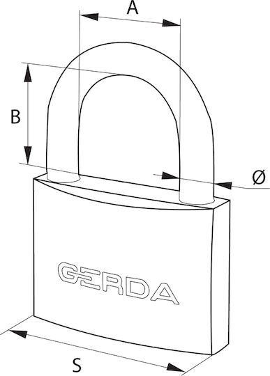 Gerda Steel Padlock Brass with Key 75mm 1pcs