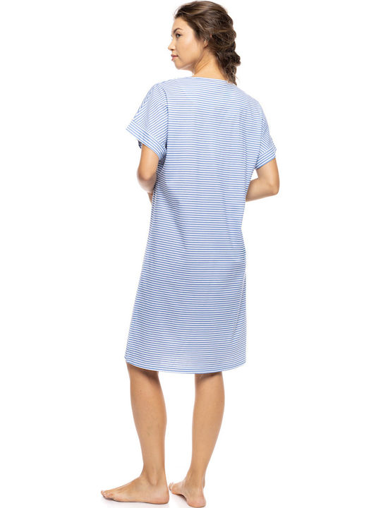 Pink Label Sommerliches Damen-Nachthemd Hellblau