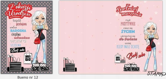 Karnet Stamp Bueno B6 + Briefumschlag Design Nr 12 Geburtstag