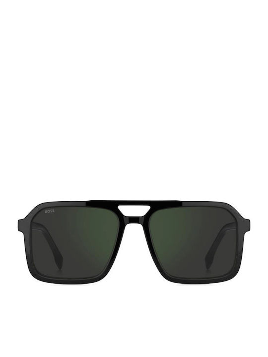 Boss Unisex Sunglasses with Black Horn-Rimmed Frame and Black Lens Boss 1894/S 807/I8