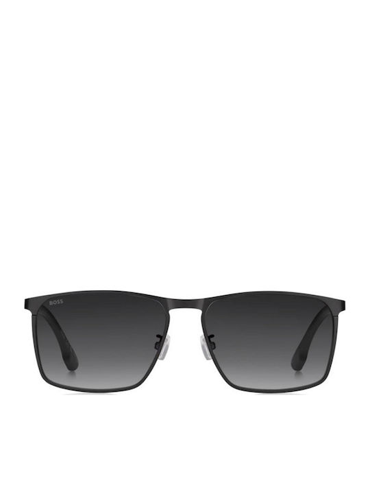 Boss Unisex Sunglasses with Black Metallic Frame and Black Lens