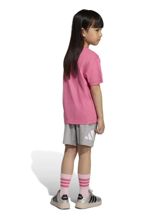 Kids Set with Shorts Summer 2 Pieces Pink Logo