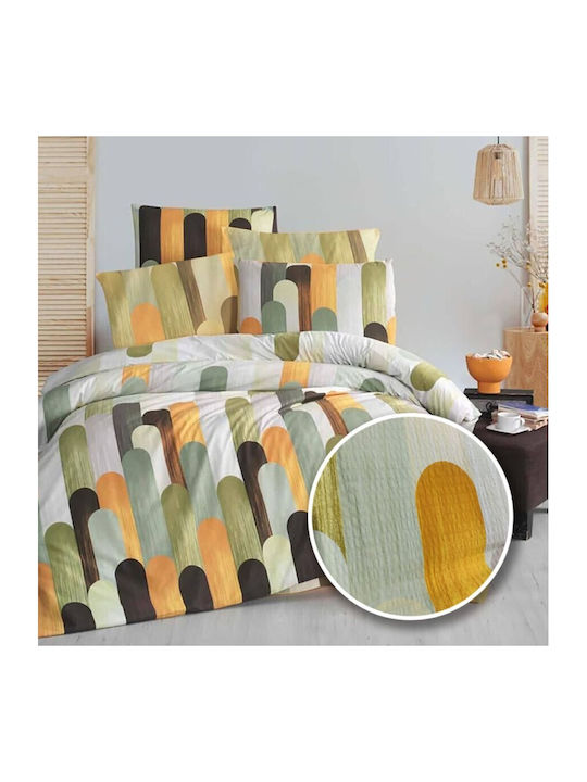 Pucioasa Set Husă de Pilotă Bumbac Single cu Față de Pernă & 1 Cearsaf 160x220 Verde