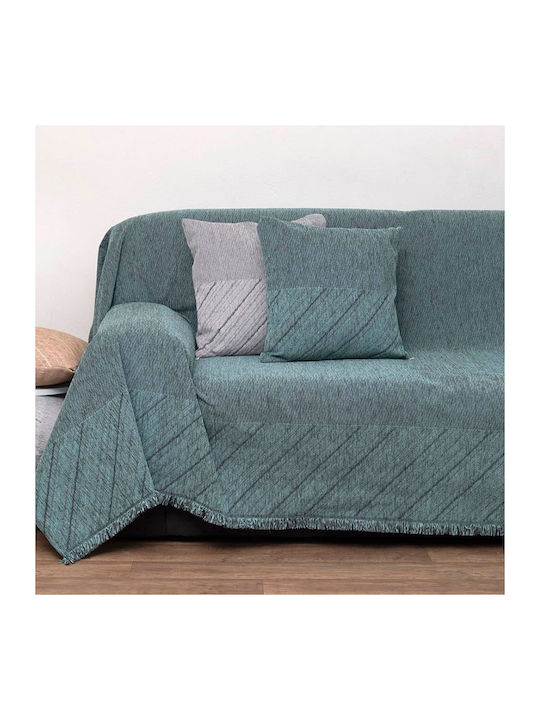 Anna Riska 1455 Ριχτάρι Πολυθρόνας Δύο 'Οψεων Chenille 180x150εκ. Lake Blue