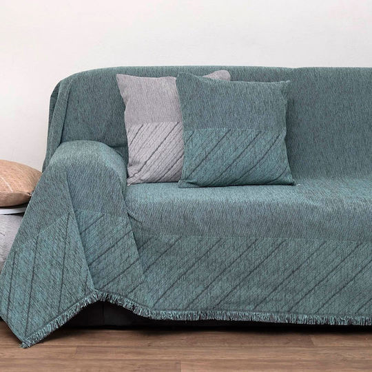 Anna Riska 1455 Armchair Throw Two Sides Chenille 180x150cm Lake Blue