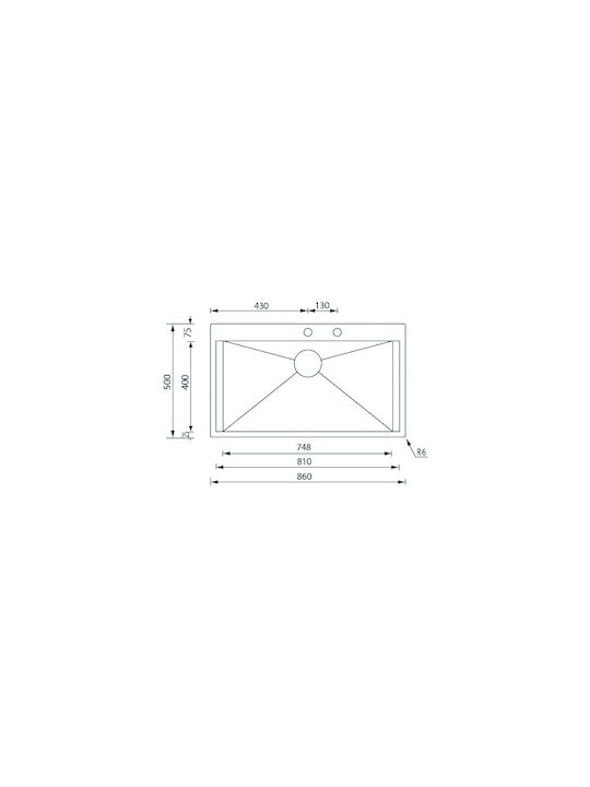 Sanitec Focus Mix Satin Ένθετος Νεροχύτης Inox Μ86xΠ50cm Ασημί