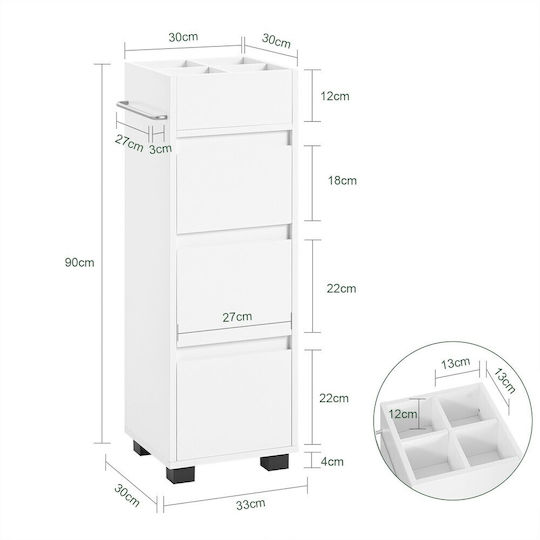 SoBuy Ντουλάπι Μπάνιου 30x30x90cm Λευκό