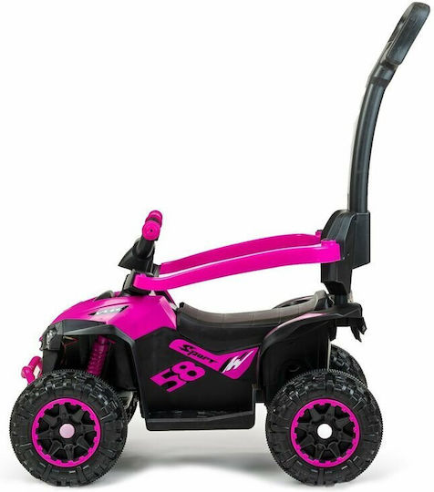 BabyMix Mega Quad Mașină Ride On Cu Mâner Pentru Părinți Pentru 12+ Luni Cu Sunete Roz