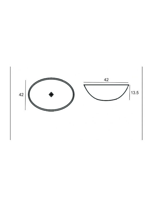 Inter Ceramic ICC 042T Countertop Sink Glass 42x42x13.5cm Gold
