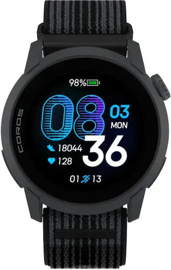 Coros Pace 4 43mm Αδιάβροχο Smartwatch με Παλμογράφο (Black Nylon Band)