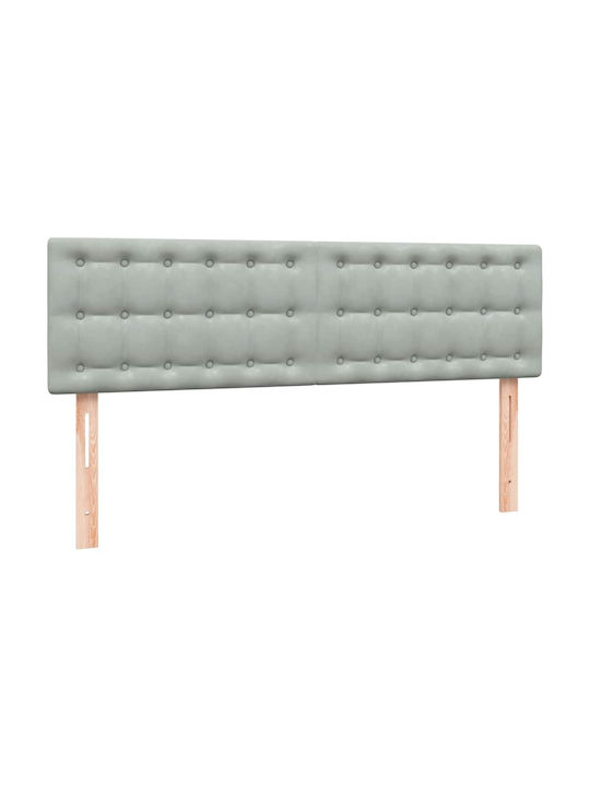 Boxspring Bed Double Upholstered with Fabric Light Gray with Slats & Mattress 160x210cm
