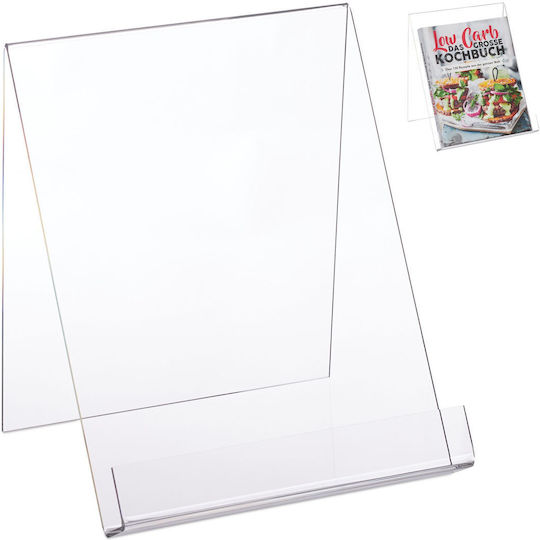 Relaxdays Book Stand 24 X 21 X 19 Cm A4 Size Acrylic Transparent