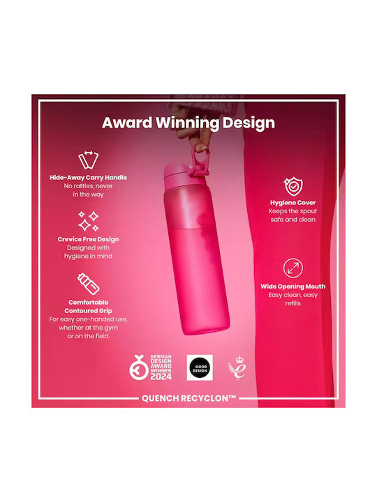 Ion8 Plastic Water Bottle 1000ml Pink