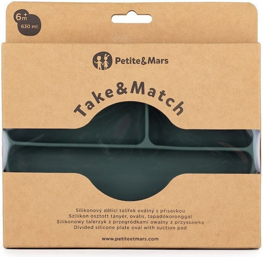Petite & Mars Παιδικό Πιάτο Φαγητού από Σιλικόνη Πράσινο
