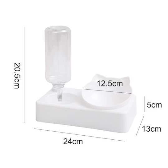 Automat Plastic Bol Mâncare & Apă pentru Câine & Pisică pe Bază în Culoare Transparent