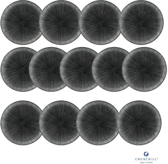 Churchill 1795 Studio Prints Plate Shallow made of Porcelain Black 26cm 13pcs