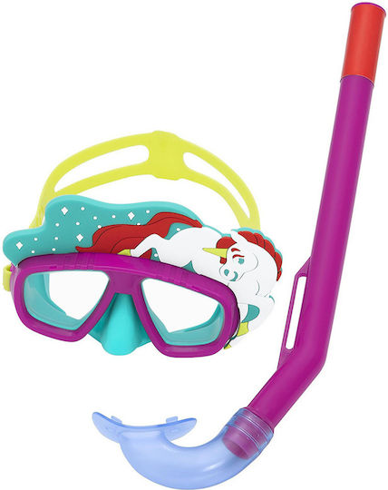 Bestway Aquapals Silicone Diving Mask with Snorkel Kids Purple/Turquoise