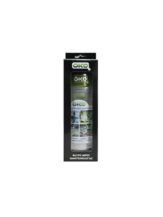 Oko Original Level 2 Blue Water Bottle Plastic with Filter 650ml Transparent