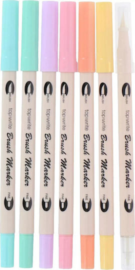 Topwrite Pastel Μαρκαδόροι Ζωγραφικής 1mm με Διπλή Μύτη Σετ 7 Χρώματα