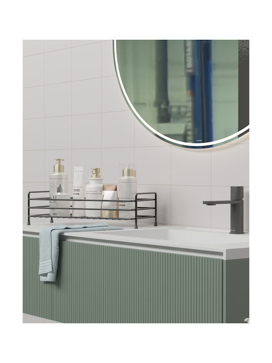 Femmit Metallic Bathroom & Kitchen Shelf 35x15cm – Counter Organizer Makeup Cosmetics Perfumes Creams Jewelry – Matte Black