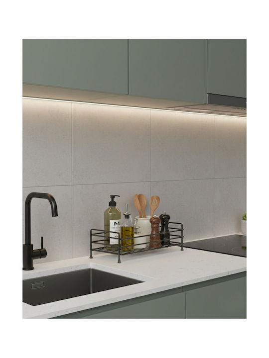Femmit Metallic Bathroom & Kitchen Shelf 35x15cm – Counter Organizer Makeup Cosmetics Perfumes Creams Jewelry – Matte Black