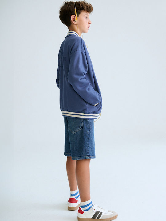 Kinder-Strickjacke Baumwolle Marineblau