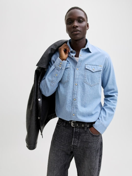 Long-sleeved Denim Shirt Light Blue