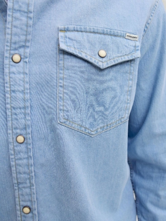 Long-sleeved Denim Shirt Light Blue