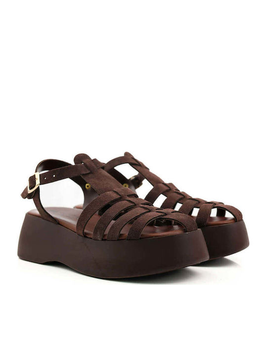 Καφέ Gladiator Flatforms Πολλαπλά Λουριά