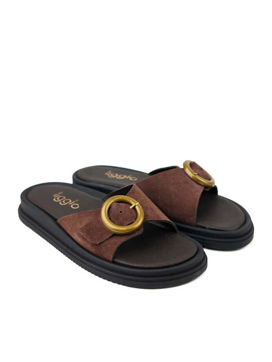 Maro Flatforme De Piele Sandale Cu Inel Metalic