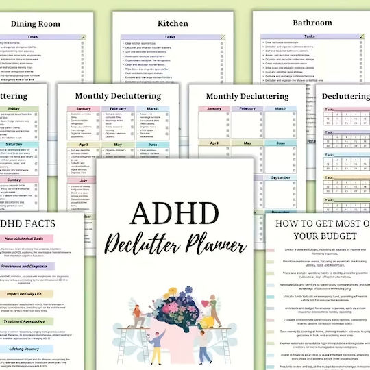 Adhd Declutter Planner Agenda-journal Structured Work Kit Home Organization A5 28 Pages