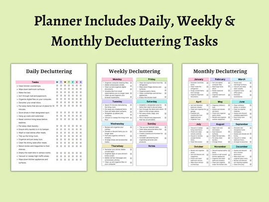 Adhd Declutter Planner Agenda-journal Structured Work Kit Home Organization A5 28 Pages