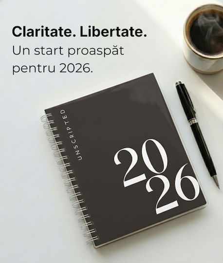 Agendă Zilnică A5 2026 Neagră Spirală 14x21 cm