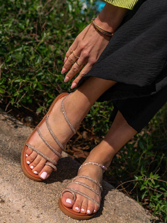 Bronze Leather Sandals Special Lacing