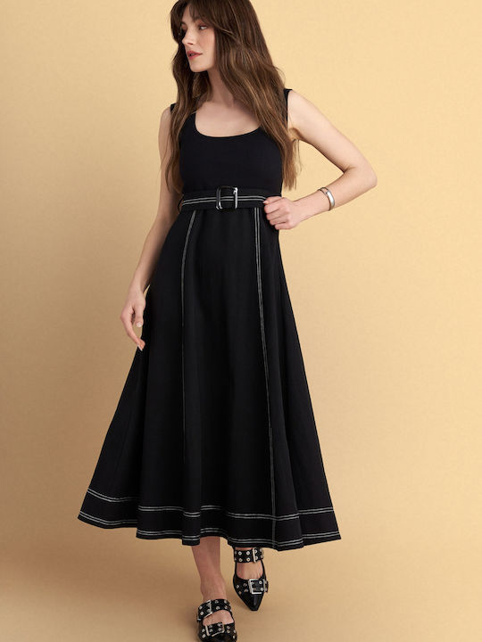 Summer Midi Sleeveless Black Dress