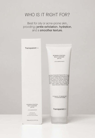 Transparent Lab Blemish Control BHA Cleanser PH 3.5 Gel Facial Cleansing For Oil Control 150ml
