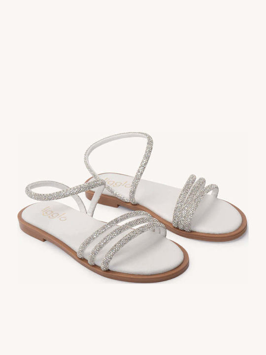 White Made In Greece Sandals Triple Strap Strass