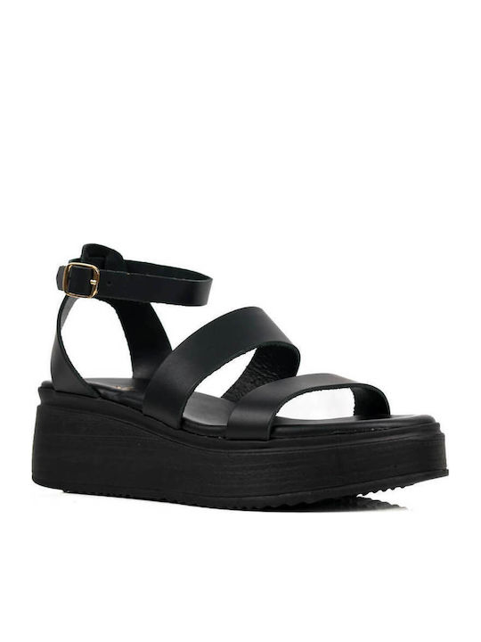 Schwarze Flatforms Doppelvorderer Riemen Schnalle