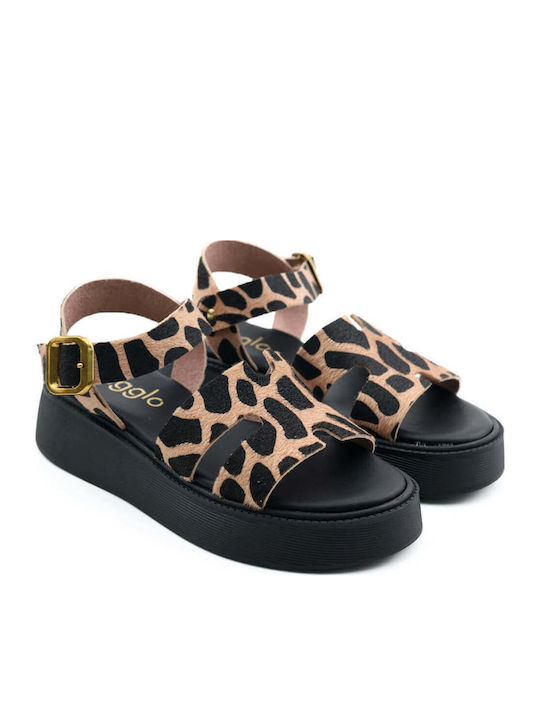 Flatforme Bej Cu Imprimeu Model Geometric Cataramă Aurie