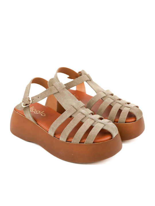 Μπεζ Gladiator Flatforms Πολλαπλά Λουριά