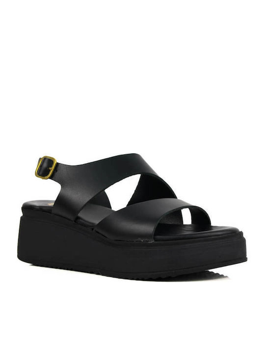 Μαύρα Flatforms Διπλό Λουρί Ρυθμιζόμενη Φτέρνα