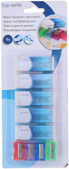 Topwrite 9-piece Eraser Sharpener Pencil Sharpener Set