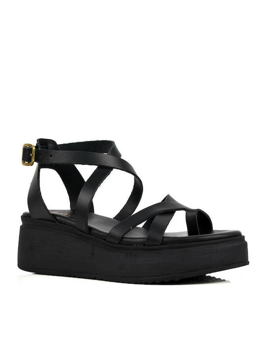 Black Made In Greece Flatforms Multiple Straps