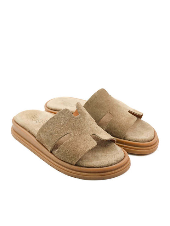 Μπεζ Ανατομικές Flatform Παντόφλες Puzzle Κοπές