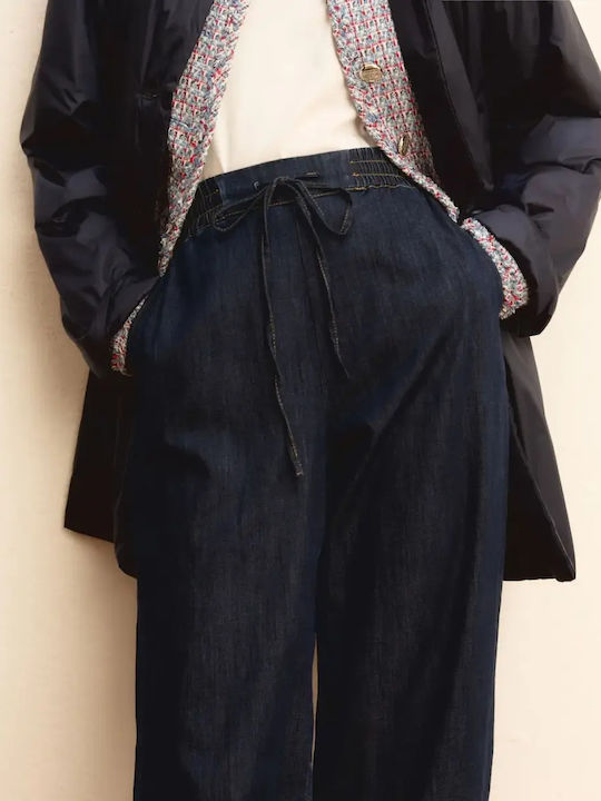 Women's Fabric Trousers Loose Fit Blue