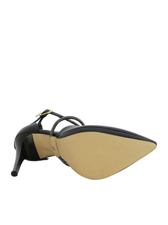 Leder Pumps mit hohem Absatz Schwarz