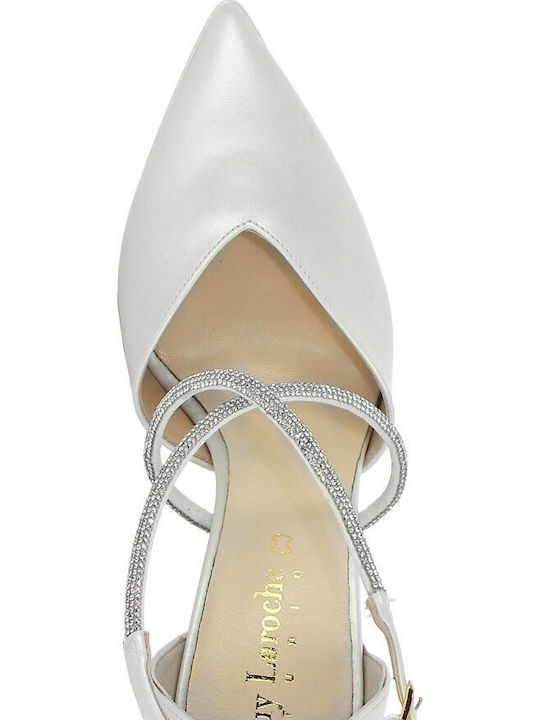 Leder Pumps mit hohem Absatz Weiß