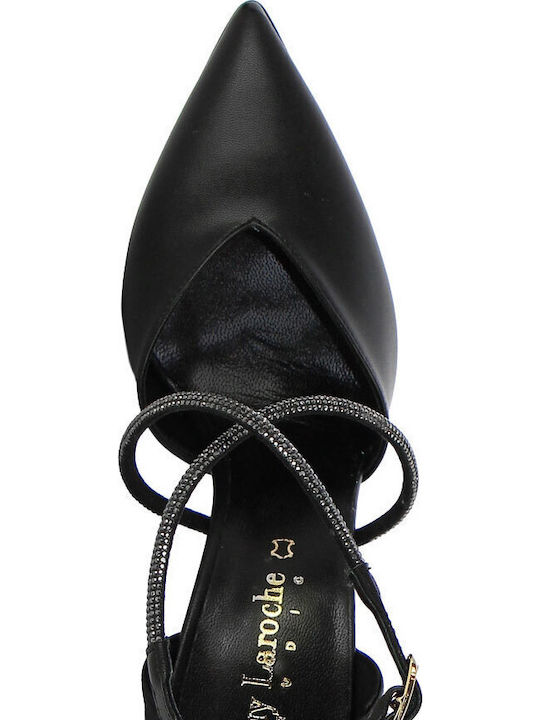 Leder Pumps mit hohem Absatz Schwarz
