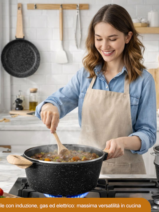 Bakaji Cookware Set of Cast Aluminum with Non-stick Coating 15pcs
